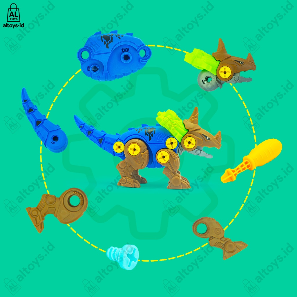 Mainan Edukasi Rakit Hewan Dinosaurus Obeng Mainan Bongkar Pasang Hewan Dino DIY Assembly