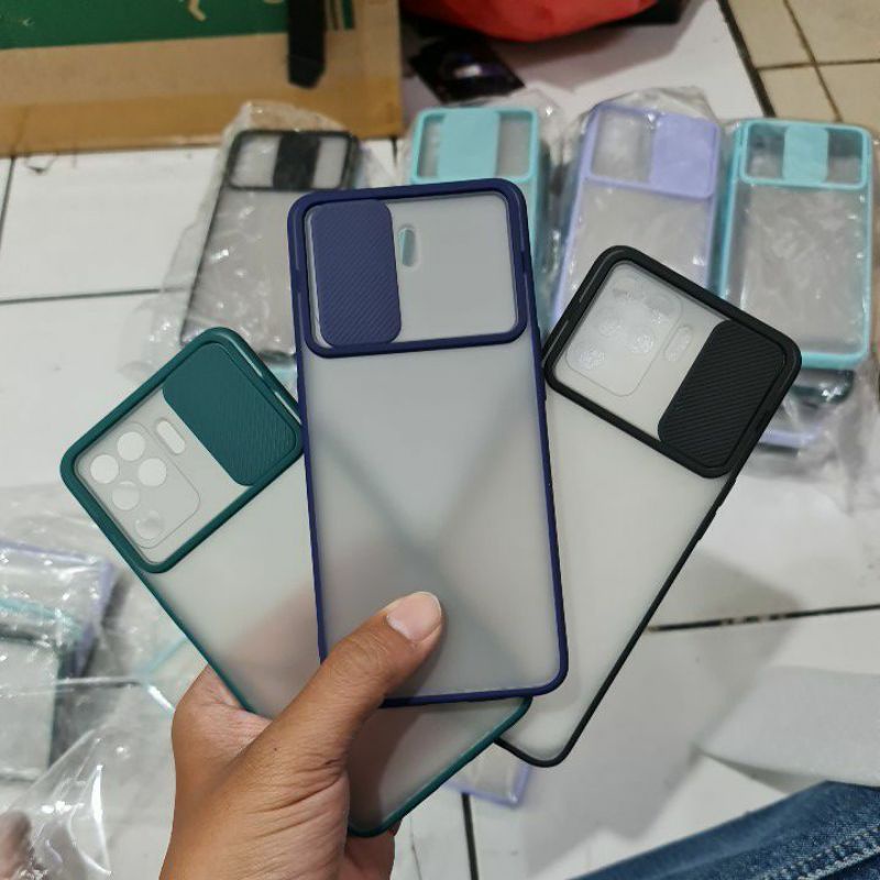 OPPO RENO 6 4G RENO 6 5G RENO 5 RENO 5F RENO 4 RENO 4F  RENO 5 5G CASE SLIDE CAMERA, CASING SLIDING KAMERA DOFF COLOUR HARDCASE DOVE TRANSPARAN COLOUR AEROCASE MACARON