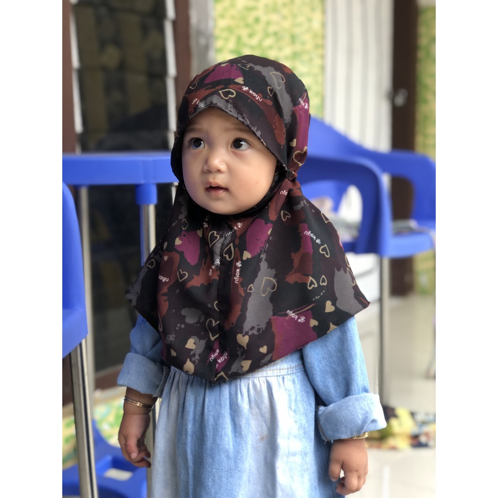 (RANDOM MOTIF) BERGO BAYI BATITA BALITA ANAK CHIFFON VINEY POLYCOTTON KHIMAR SIMPLE HIJAB JILBAB