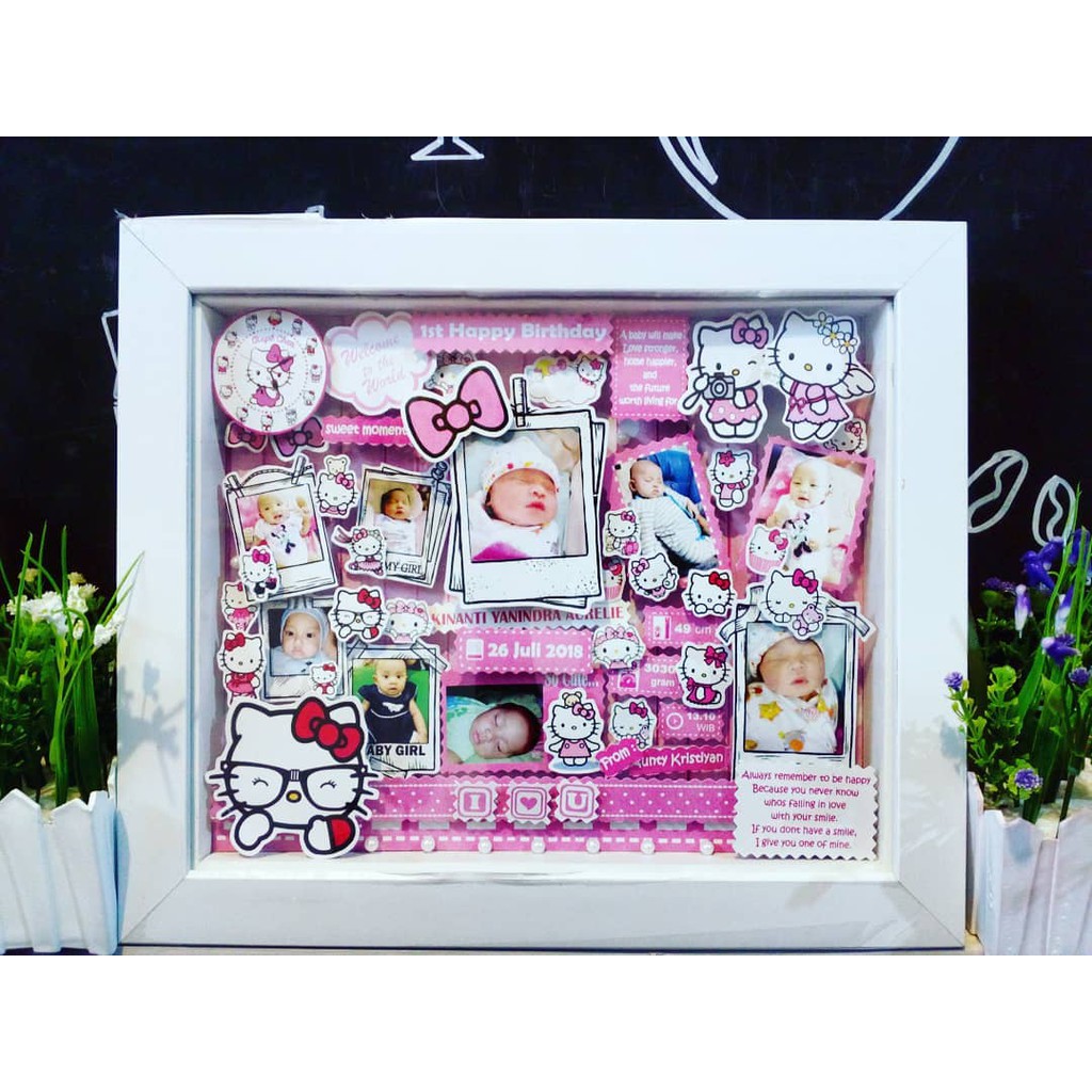 PIGURA 3D BIODATA BAYI 3D BIODATA POP UP FRAME ( HELLOKITTY )