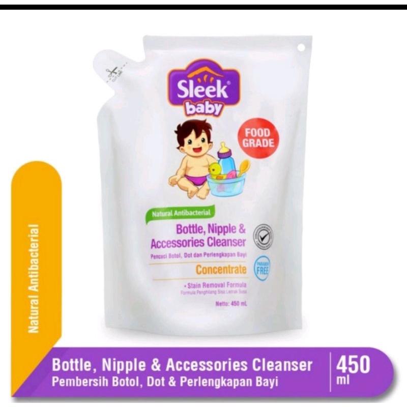 SLEEK BABY BOTTLE NIPPLE AND ACC CLENSER 450ml