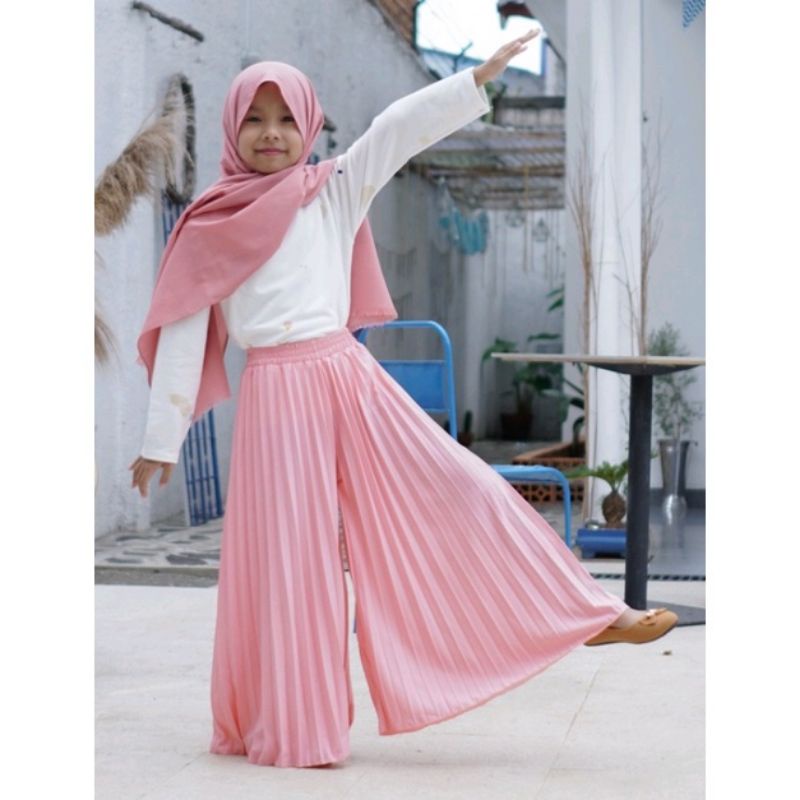 Celana Kulot Plisket Anak Premium Bahan Hyget Grade A Usia 5-10 th | Kulot Anak Trendy 2022