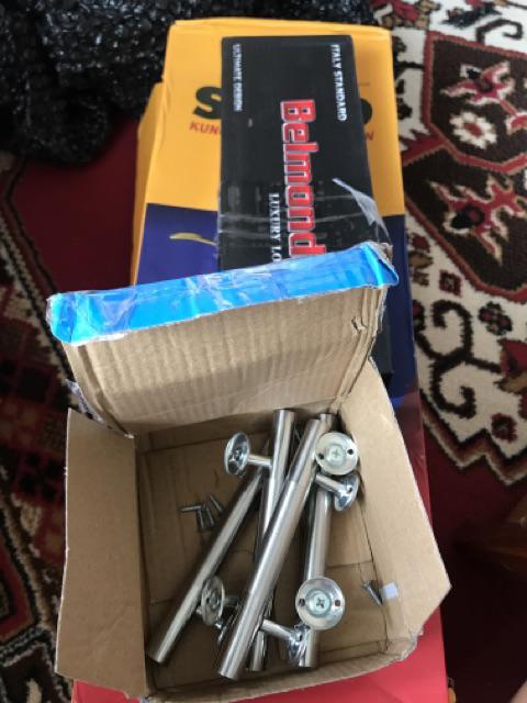 Paket Handle Pintu Stainless Baut Tembus Solid 45cm 2set+kunci