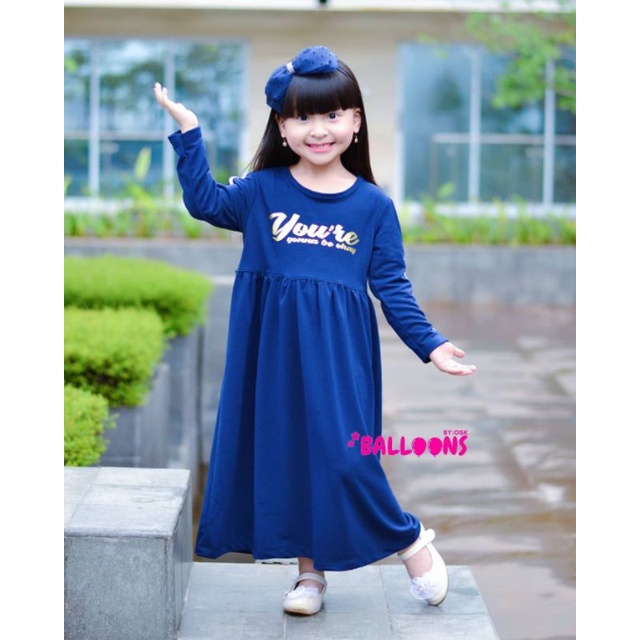 Gamis Polos Babyterry Foil 2-8 Tahun Gamis Kaos Anak