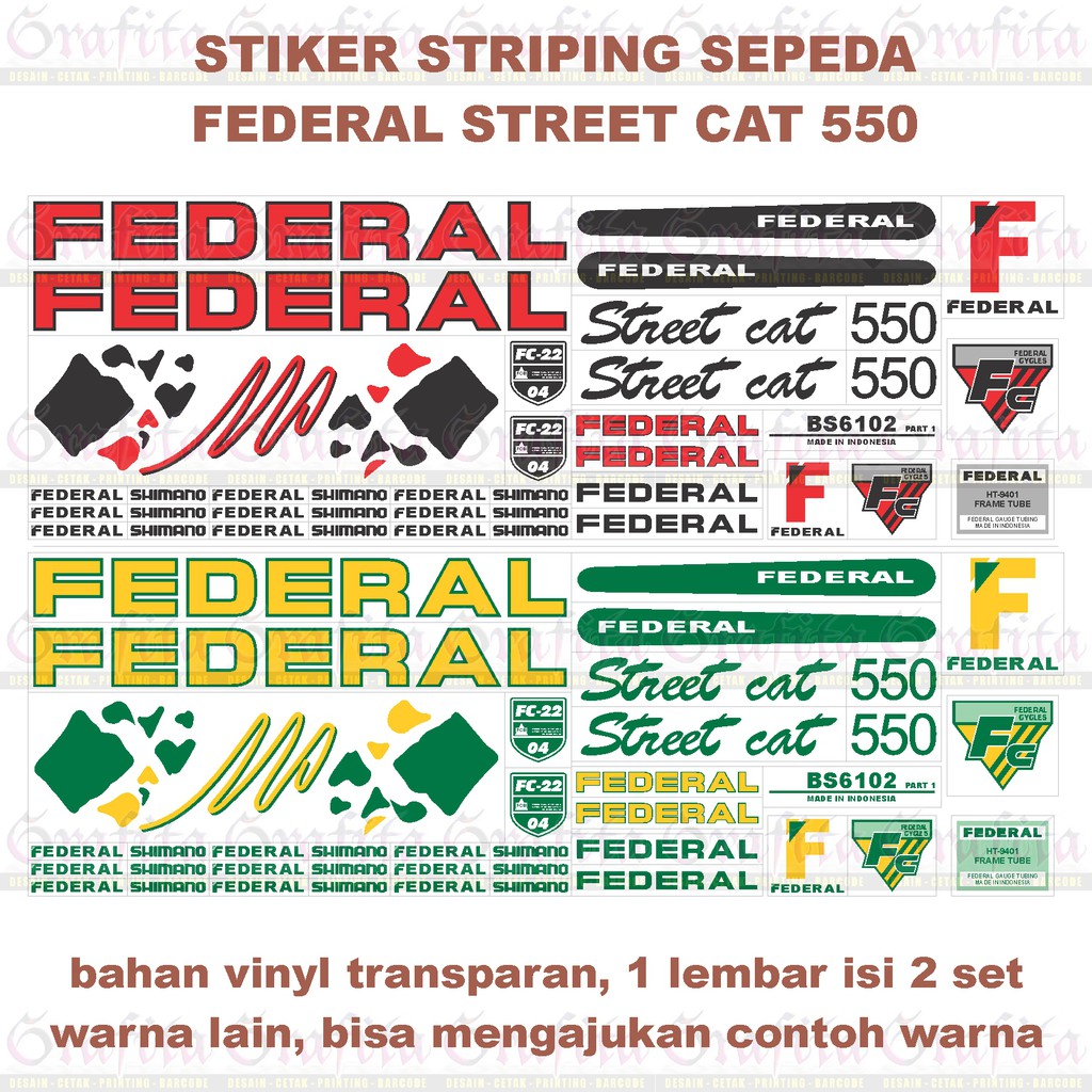 (1lbr = 2set) Stiker Striping Federal Street Cat 550