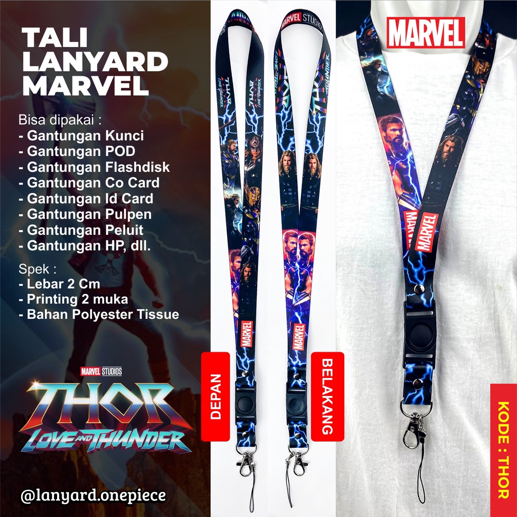 Lanyard Marvel Thor Love and Thunder - Bisa untuk Lanyard Pods, Lanyard Id Card, Lanyard Pod, Lanyar