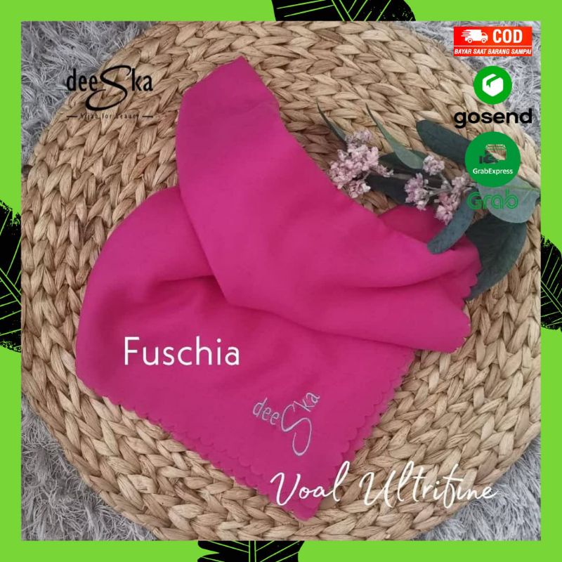 Kerudung Hijab Jilaba Deeska Deska Polos Plain Liza Fushia Voal Ultrafine Segi Empat Original