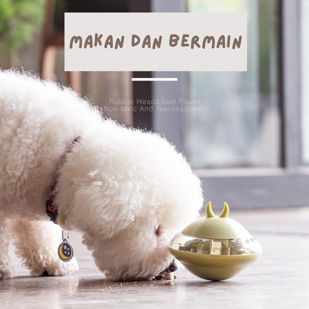 Mainan Lucu UFO Dispenser Makanan Treat Anjing Kucing Pet Toy Dog Cat food dispenser tempat makan kucing anjing