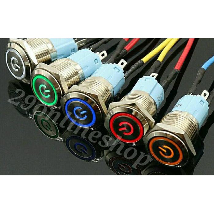 Switch On Off Push Button Tombol Saklar Lampu Ring Led Motor Mobil - Putih Best Quality