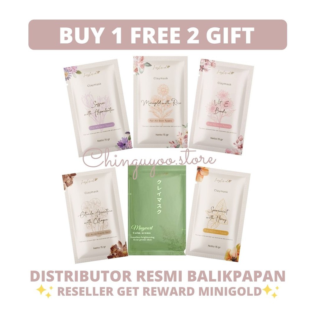 MASKER WAJAH - Mugwort Mask Insylis Clay Mask - Masker Organik Free Spatula - BALIKPAPAN