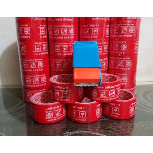 PACKING LAKBAN FRAGILE ISOLASI LEM SELOTIP WARNA MERAH TAPE ONLINE SET KARGO EKSPEDISI PECAH BELAH