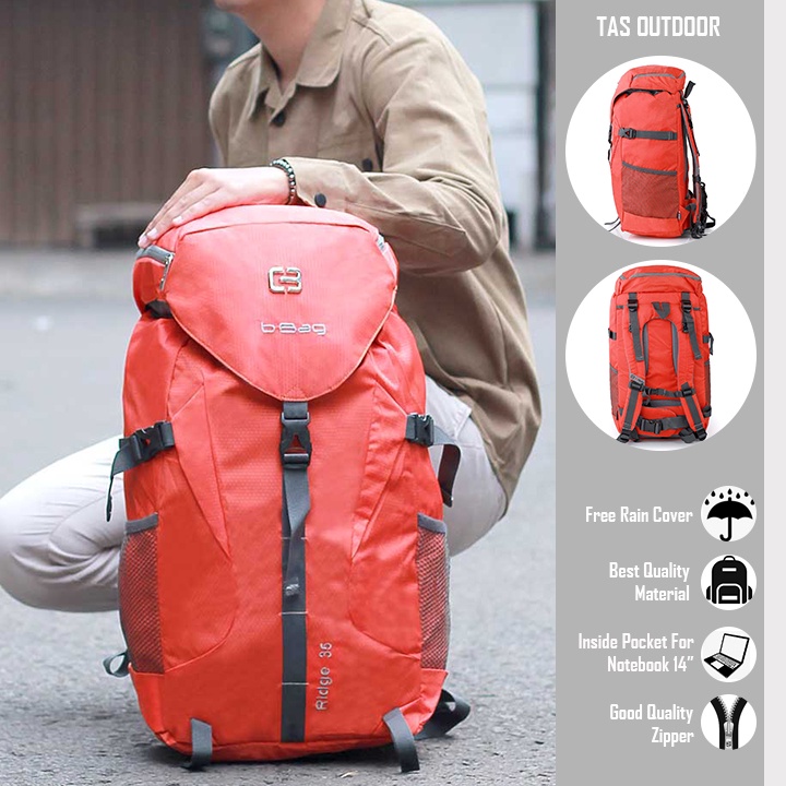 Justrue Keril 60 Liter Tas Gunung Carrier 60L Merah 334