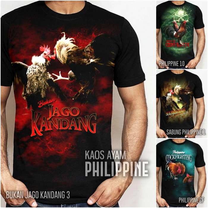 Kaos Ayam PHILIPINE Baju Gambar Ayam Jago Filipin Kaos Ayam Petarung Aduan Filipina Keren Bagus Dist