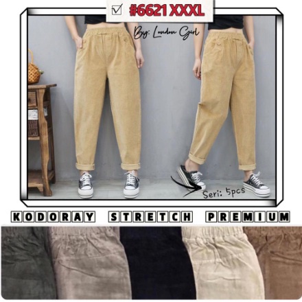 6631 Celana Panjang Corduroy Import 3XL / Celana Kekinian Wanita Simple Outfit Wanita 6621 - RJ