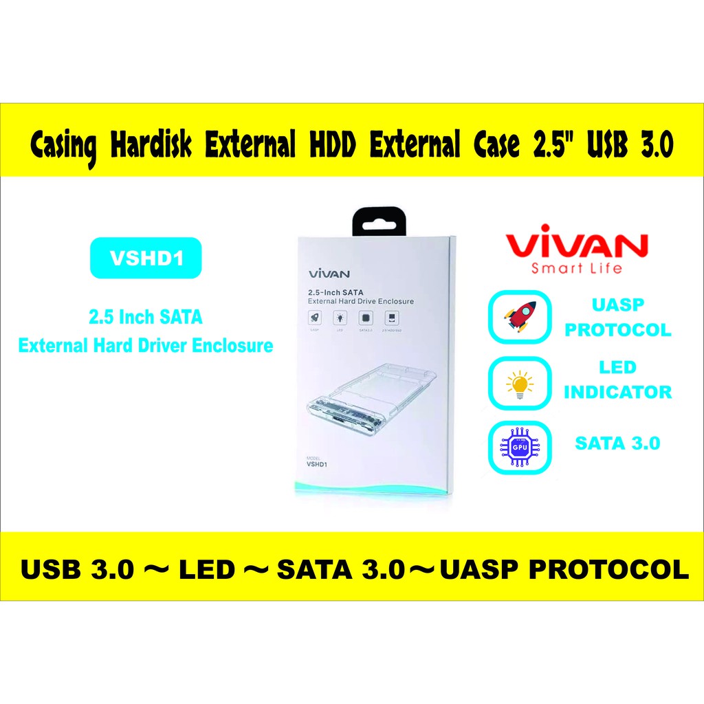 Casing Hardisk External HDD External Case 2.5" USB 3.0 - VIVAN VSHD1 ENCLOSURE - VIVAN VSHD1 CASING