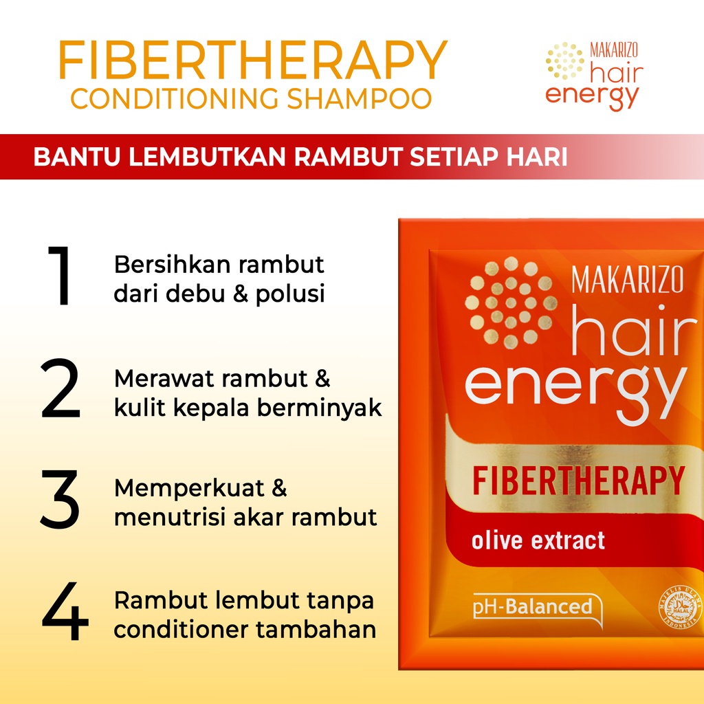 Makarizo Hair Energy Fibertherapy  Conditioning Shampoo Olive 10 mLx12 / Shampo Kondisioner-3