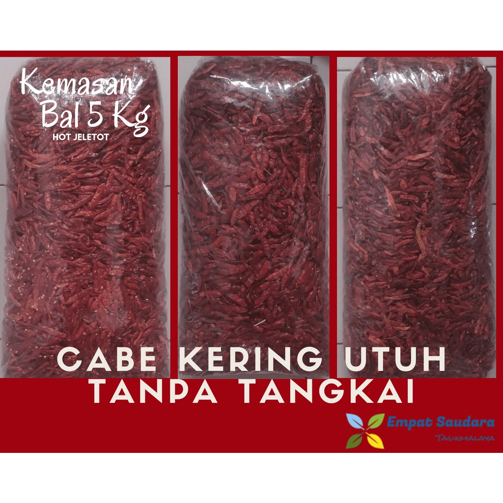 

aina Cabe Pedas Kering Tanpa Tangkai Kemasan 5 Kg