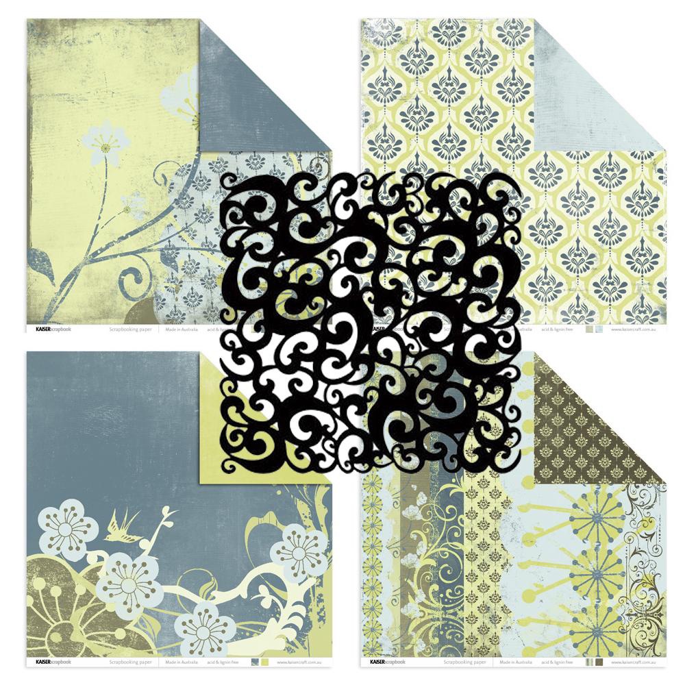 

12x12 Paket Kertas Scrapbooking "Hideaway Black" (4 lembar & 1 lace)