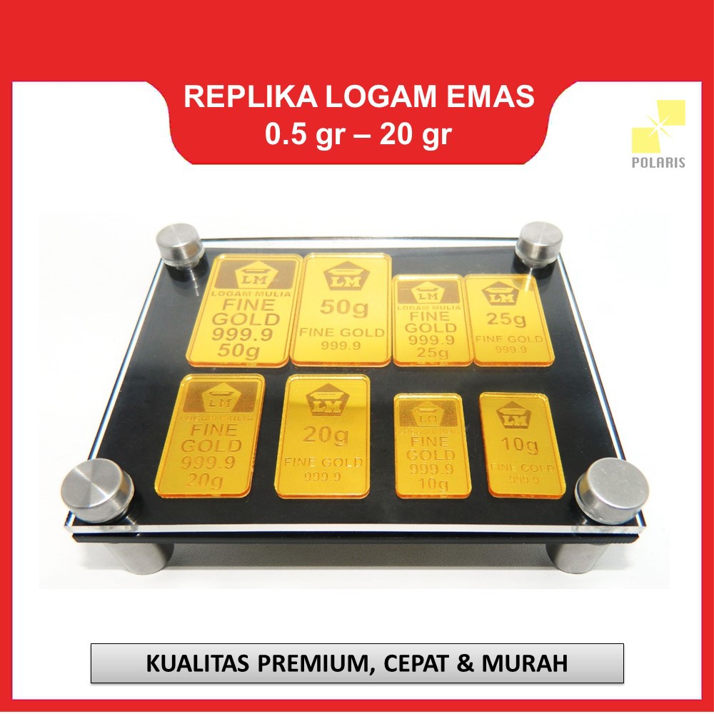 REPLIKA LOGAM EMAS LOGAM MULIA 20 gr - 50 gr UNTUK DEKORASI MAHAR