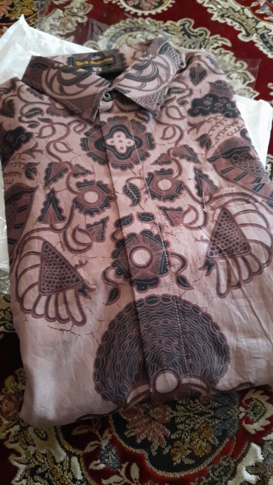 Makutho Coklat Pendek Kemeja Batik Pria Lengan Premium Jumbo Furing Hem Baju Seragam Kantor Modern