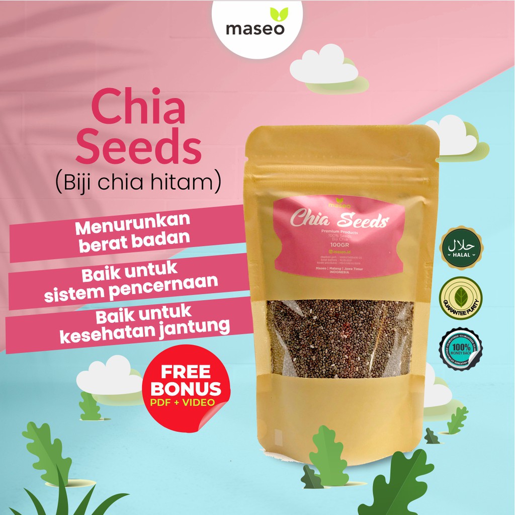 

Original Maseo Chia Seeds Biji Chia 100gr / Suplemen Diet, Kolesterol, Jantung, Kadar Gula, Omega-3