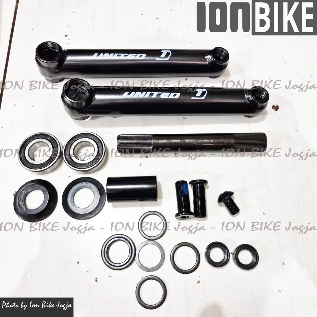 Crank Set Sepeda BMX United BB Mid Lengkap Crankset Bearing 41mm Spindle 19mm Rev Park Race DJ
