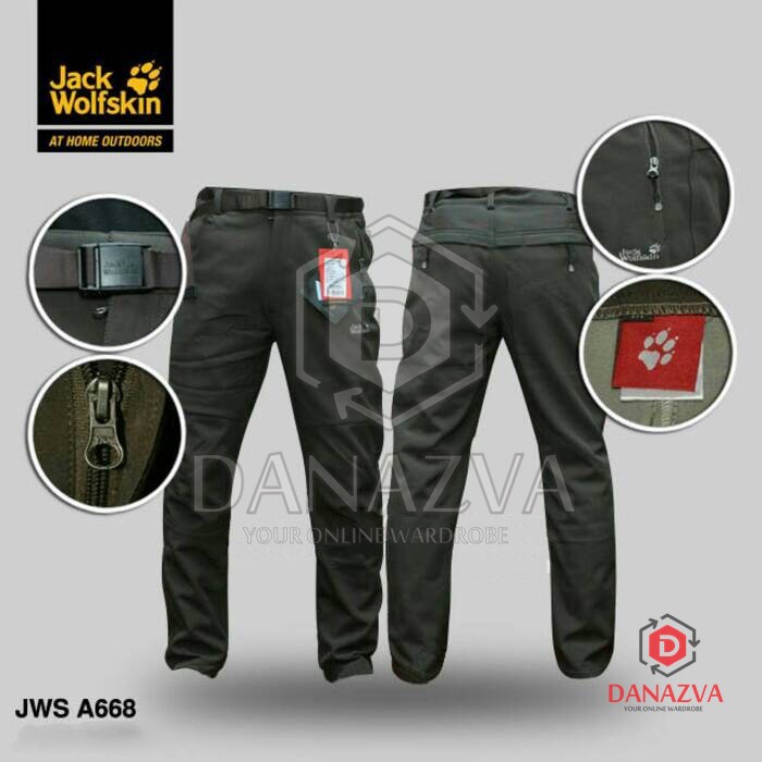 Celana Outdoor Jack Wolfskin Army Original Gratis Ikat Pinggang