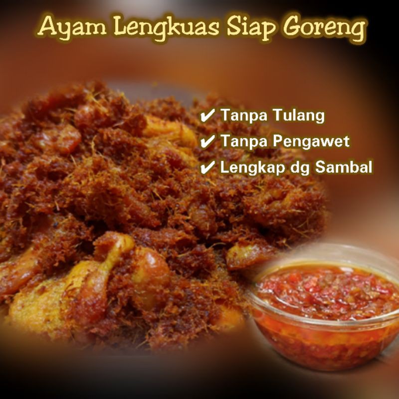 

Ayam Ungkep Lengkuas Fillet TANPA Tulang siap goreng 250 gram + Sambal Bawang