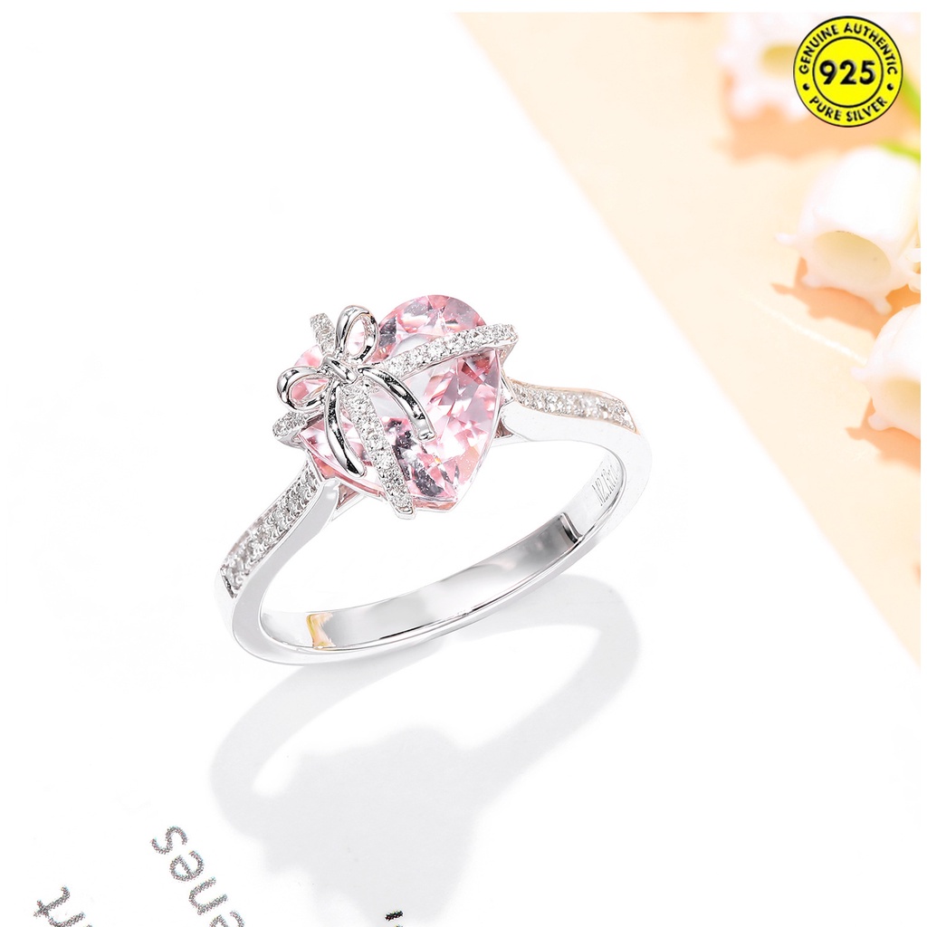 Cincin Berlian Morganite Bentuk Hati Warna Pink