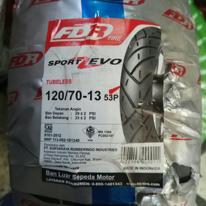 ban luar FDR NMAX depan SPORT ZEVO 120/70-13 Tubeless