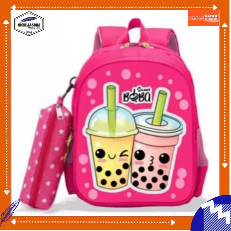 Mochillastore - Tas Boba Tas Sekolah anak Tk - SD Tas Ransel Boba 2 in 1 Tas Ransel Gendong Paud PG Tas Populer Backpack Anak Laki - laki Perempuan