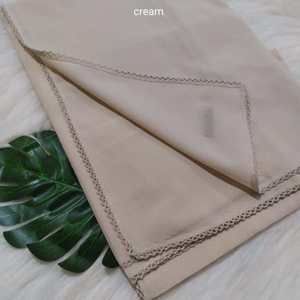 Termurah Pashmina Diamond Lace Picot  / Pasmina Crochet / Pasmina Lace Azara-Cream