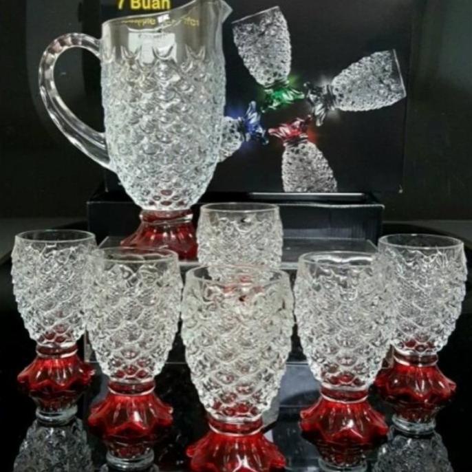 cusss order] Vicenza Pineapple Pitcher Set Gelas Set Dan Teko Kaca VGC089KCW