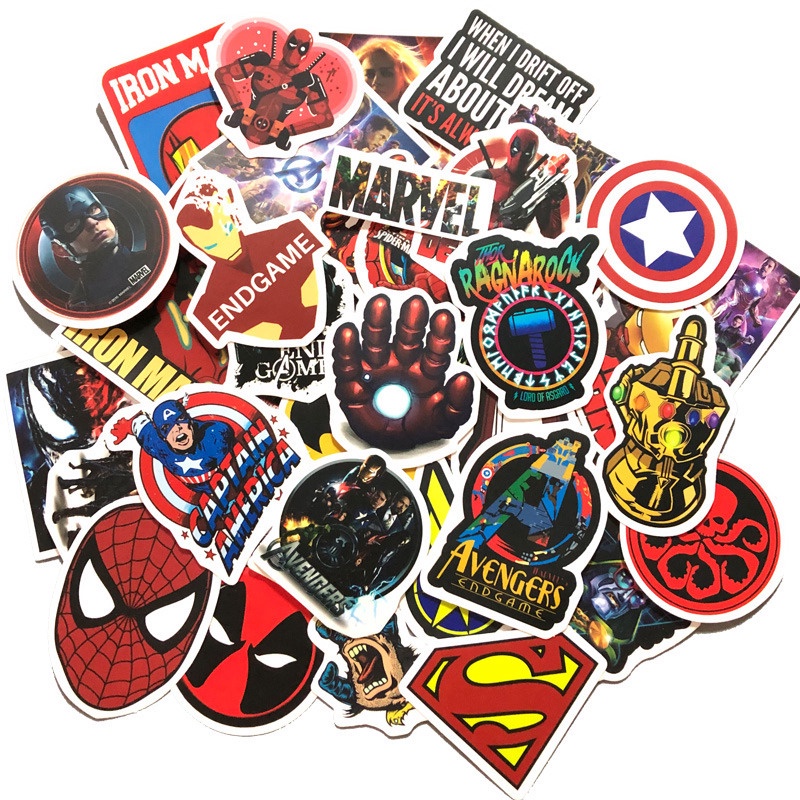 50 Pcs Stiker Desain Kartun Marvel The Avengers Tahan Air Untuk Laptop Motor Skateboard Koper Gitar