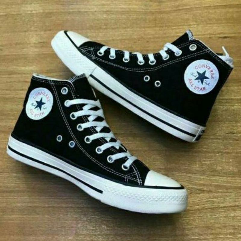 Berkualitas!! Sepatu Converse Hitam Pria Wanita Sneakers All Star Tinggi Sepatu Casual Tali Grade Original