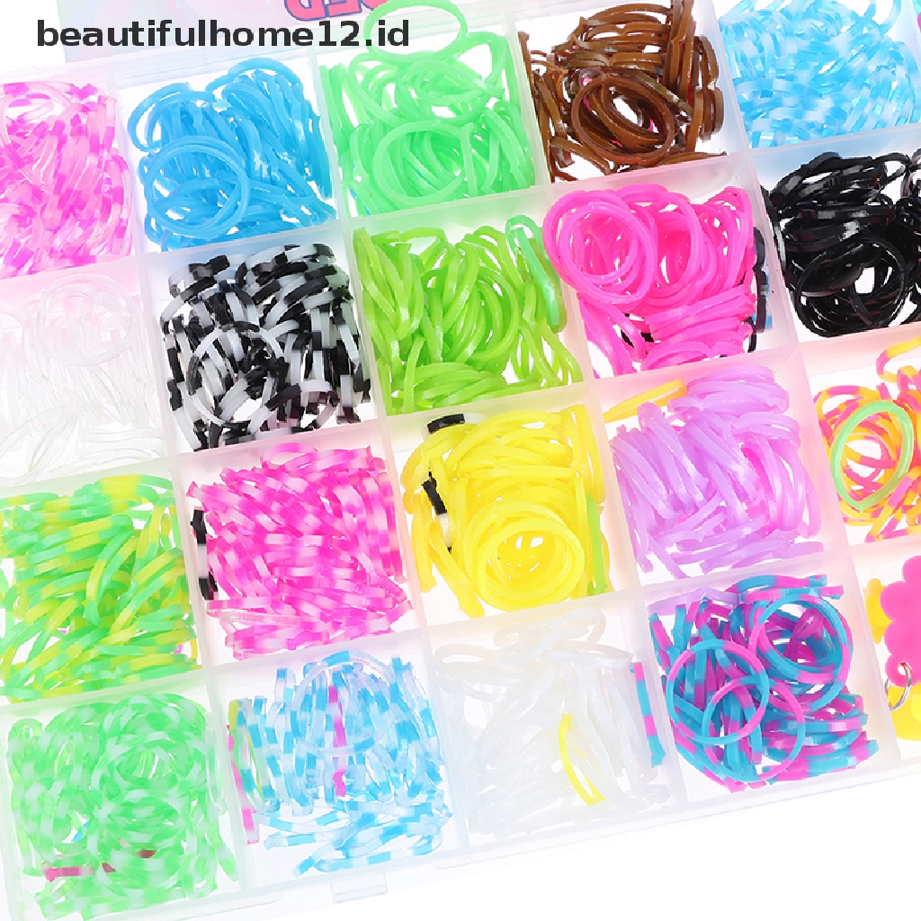 【beautifulhome12.id】 Elastic Rubber Bands DIY Tool Set Weave Machine rubber Bracelet Handicraft .