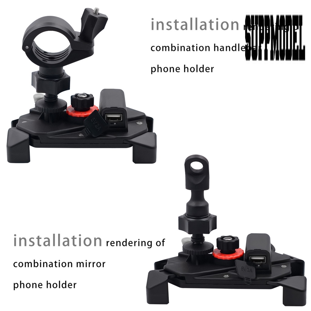 Bracket Holder Handphone Universal Anti Air Dengan Charger USB Untuk Motor / Mobil