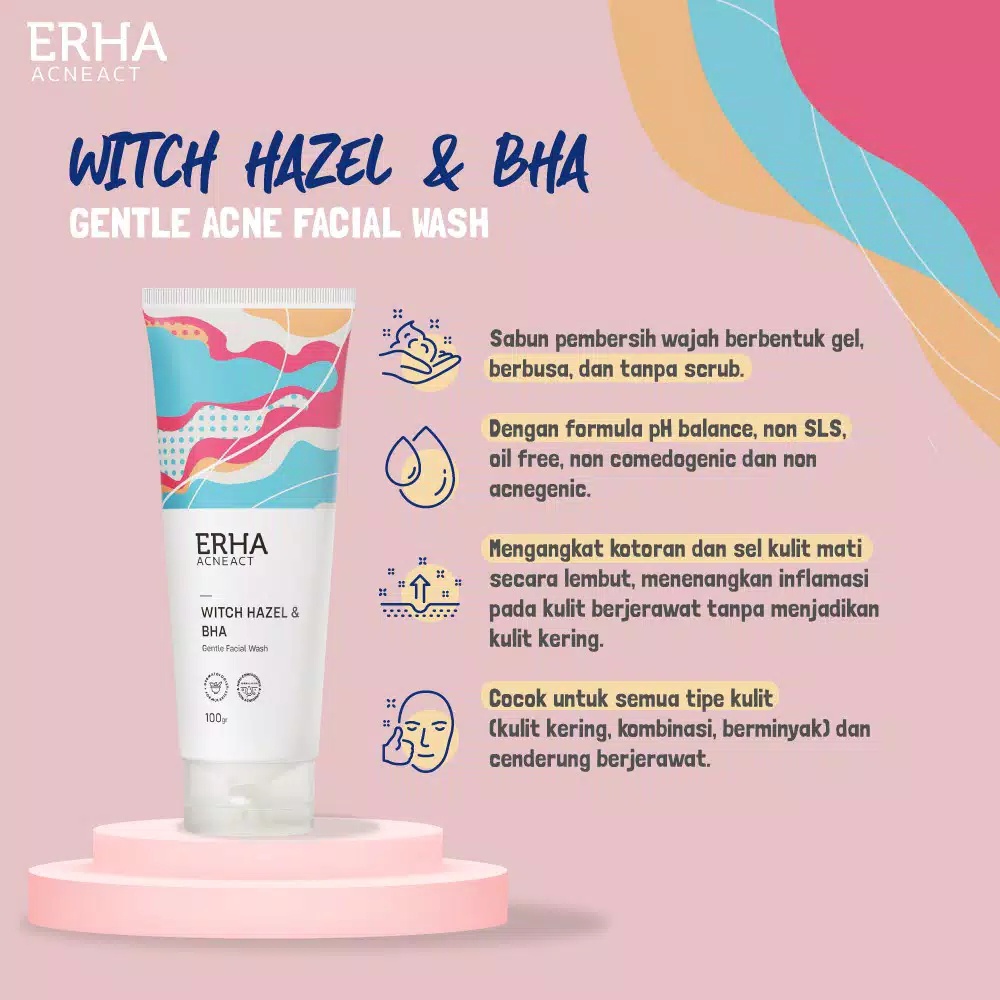 ERHA AcneAct Witch Hazel &amp; BHA Gentle Acne Facial Wash 100g ~ ORIGINAL 100%