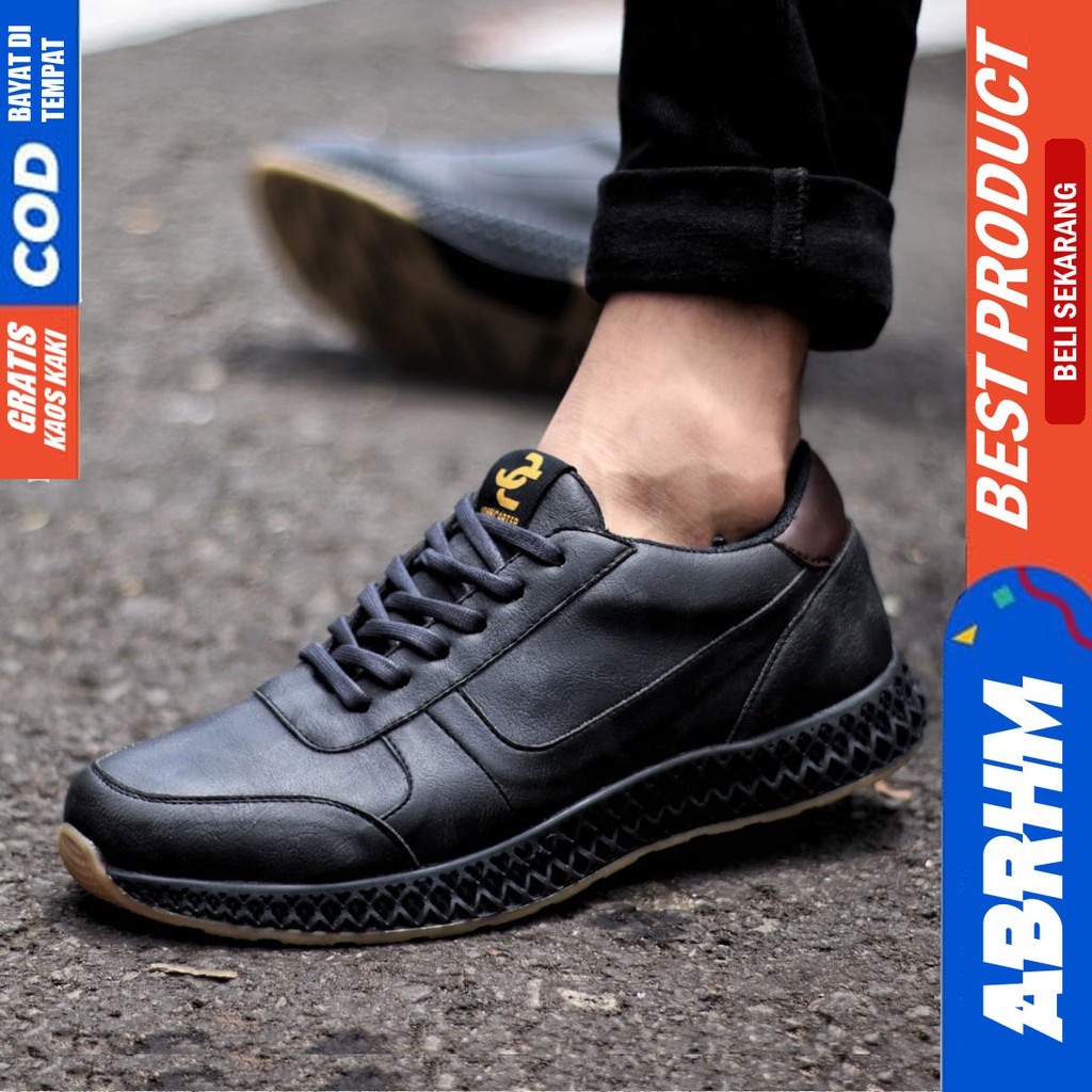 ABRHM x JHONS Sepatu Formal Pria Sepatu Pria Casual Kulit Pu Sepatu Kasual Cowok / Cowo Oxford Kerja Kantor Kuliah Kondangan Gaya Keren Kekinian Original Murah Terlaris