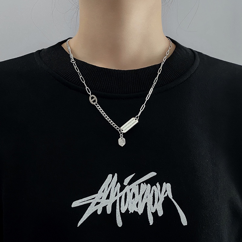 Letter Square Brand Stitching Chain Necklace Accessories Hip Hop Fashion Harajuku