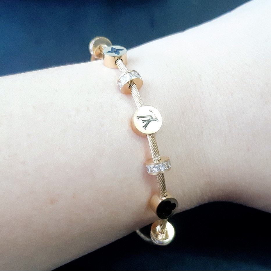 GELANG WANITA LV BANGLE MAGNET ROSEGOLD TITANIUM STAINLESS STEEL GL552
