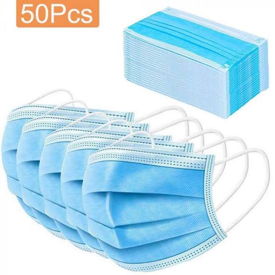 MASKER EARLOOP BIRU 3LAPIS ( 1 pak isi 50pc) / MASKER KUPING