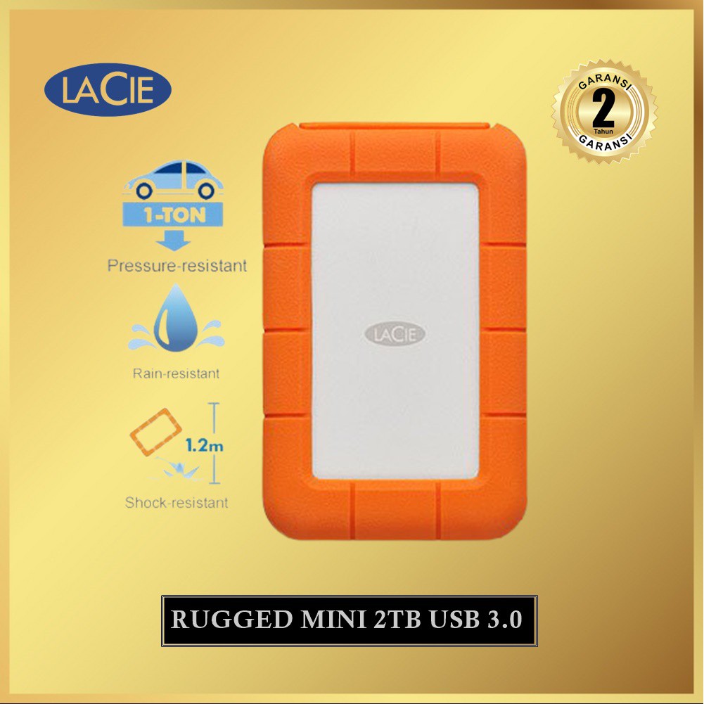 Lacie Rugged Mini 2TB USB 3.0 Harddisk Portable External Hardisk