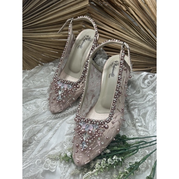 sepatu wanita wedding kiana rosegold 7cm tahu