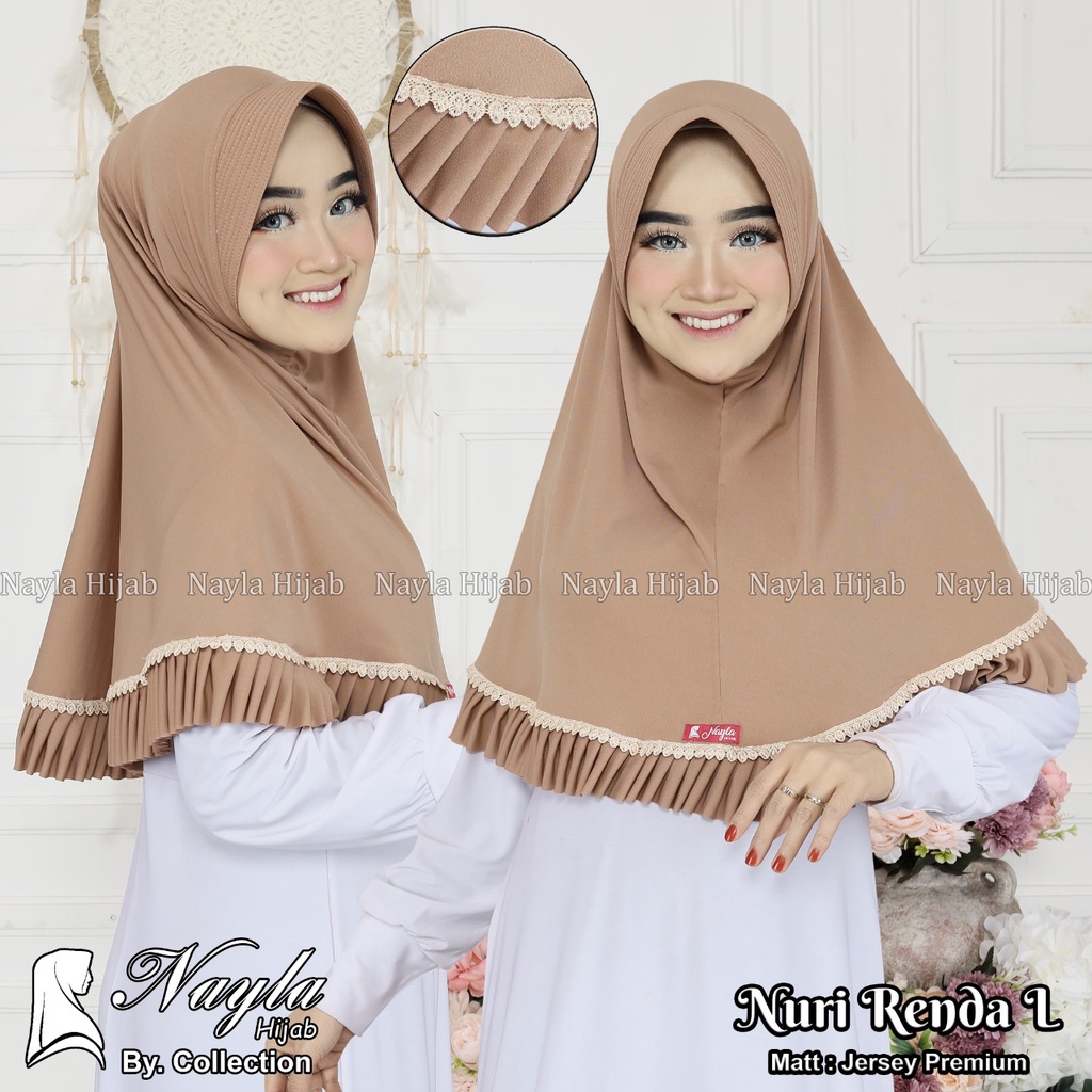 JILBAB INSTAN NURI RENDA L,XL KERUDUNG BERGO JERSEY PREMIUM TERMURAH DAN TERLARIS NAYLA HIJA'B