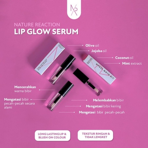 Nature Reaction Lip Glow Serum Original Serum Bibir Solusi Untuk Mencerahkan Bibir Hitam 2,6 ml Aman BPOM