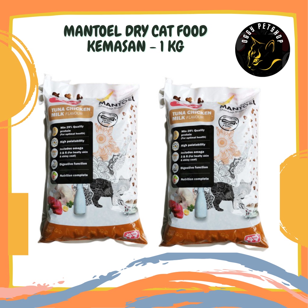 MANTOEL DRY CAT FOOD TRIPLE KIBBLE TUNA CHICKEN MILK  Makanan Kucing Kemasan 1KG