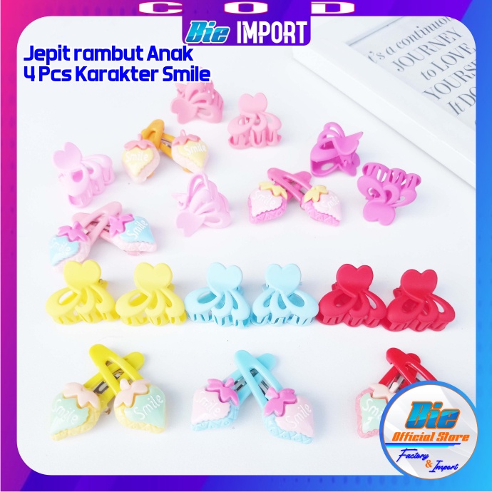 4 Pcs Jepit Tiptop Anak Karakter Premium Impor Best Seller