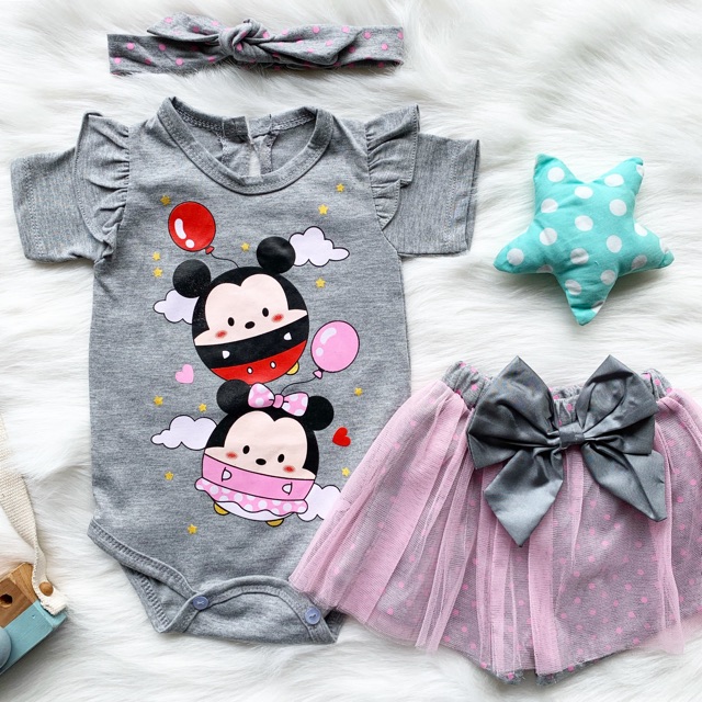 Tsum-tsum tutu pants jumper set baby 0-18 bulan romper bayi anak cewek lucu fashion