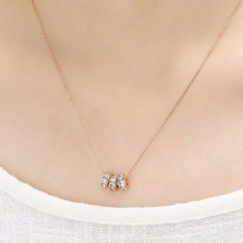 GG Kalung Triple Ring Berlian Rantai Classic#KL-142RC